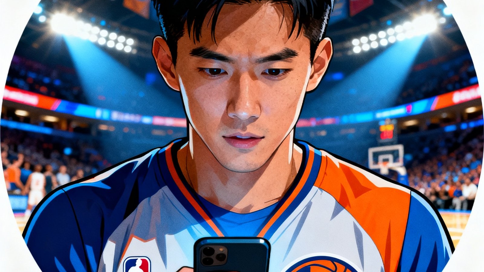 一位篮球迷用户的头像，背景是NBA球场，用户正在参与赛后讨论区的话题交流
